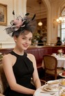 Z x Sinamay Fascinator Pillbox Hats For Women Feather Flower Church Derby Hea   