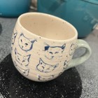 Anthropologie Leah Reena Goren Cat Faces Coffee Tea Mug Sage Green Handle