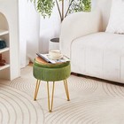 Velvet Footstool Upholstered Round Storage Ottoman With Memory Foam Seat Green