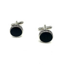 Geoffrey Beene Cuff Links Black Silver Greek Key Mens Button Shirt Accessory