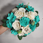 Aqua Ivory Rose Real Touch Bridal Wedding Bouquet Accessories