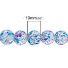 Blue Pink 10mm Glass Beads - Round Spotted Crackle Beads G2270 - 20  50  100pcs
