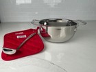 All-clad 18 10 Stainless Steel Oval Gravy Boat With All-clad Ladle   Pot Holders