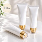 3 Pack 100ml Refillable Cosmetics Squeeze Bottles White gold