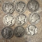 22 Mercury   5 Roosevelt Circulated Silver Dimes Lot 1920-1954 Mixed Years