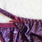 Vintage Satin String Bikini Panties Undies Paisley Print Polyester Purple Sz 6