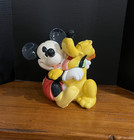 Rare Disney Mickey Mouse Pluto Vintage Ceramic Cookie Jar Hugging Best Friends