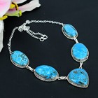 Tibetan Turquoise Gemstone Handmade Jewelry 925 Sterling Silver Necklace - 18 