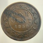 1859 Wide 9 8 Canada Large One Cent Circulated Coin Ii117