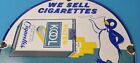 Vintage Cigarette Sign - Tobacco Smoking Metal Porcelain Gas Station Pump Sign