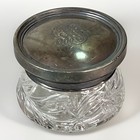 Vtg Sterling Silver 925 Cut Crystal Vanity Jar Monogrammed Lidded Powder Dresser