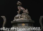 11 6  Old Chinese Bronze Gilt Dynasty Palace Pixiu Beast Lion 2 Ear Censer