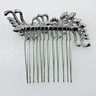 Black Rhinestone Crystal Floral Hair Comb Bridal Wedding Prom Hair Accessory
