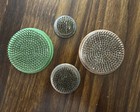 4 Vintage Graduated Cast Iron Flower Frogs  Sharp Metal Spikes  1 Green Paint