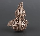 Rare Tibet Silver Copper Chinese Old Carved Statue Gourd Snuff Bottle Netsuke