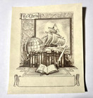 Book Plates Vtg Antioch Bp Co Usa Set Of 22 Ship Globe Desk Books No Name W box