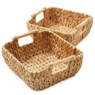 Oval Storage Basket Sets  Wood Handles  Wicker Hyacinth Seagrass Bin Organizers