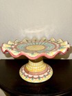 Vintage 1998 Mackenzie Childs Madison Fluted Edge Cake Stand Stamped  11 1 2 
