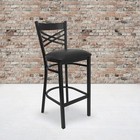 Hercules Series Black   x   Back Metal Restaurant Barstool - Black Vinyl Seat