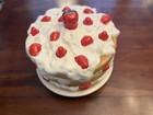  Vintage Ceramic Strawberry Shortcake Cake Dome Cover Stand Retro Kitsch 1980s
