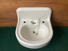 Antique 20x18 Cast Iron White Porcelain High Back Vtg Bath Wall Sink Old 449-25e