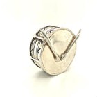 Vintage Signed 925 Sterling Snare Drum Set Musical Instrument Figure Miniature