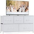 White 5-drawer Dresser Fabric Storage Drawers Bedroom Organizer Chest Of Drawers