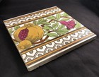 Antique Victorian C1800 Mintons Stoke On Trent Earthenware Tile Pomegranate