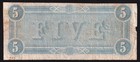 1864 Confederate States Of America  5 T-69 Civil War Note Csa Richmond Currency