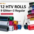 12 Rolls Glitter Htv Heat Transfer Vinyl Bundle 10  X 5ft Glitter Iron On Vinyl