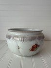 Vintage Ceramic Chamber Pot Floral Cottagecore Planter Bowl Handle Farmhouse Dec