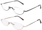 Fashion Reading Glasses Spring Hinged Reader Half Rim Metal Frame Moon Shaped 