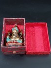 Antique Indian Gild Turquoise Bronze Sculpture Hindu Elephant God Ganesha Statue