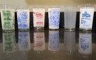 Lot Of 6 Vintage Frosted 4 State Souvenir Glass Tumblers Ok Az La Ms Wi Mo   6   
