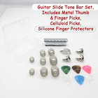 Guitar Slide Tone Bar Set  Includes Metal Thumb   Finger Picks  Celluloid Picks 