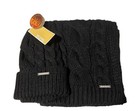 Michael Kors Womens Black Knit Winter Hat   Scarf Gift Set Nwt