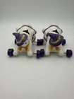 Ceramic Halloween Ghost Roller Skate Salt   Pepper Shaker Set  Purple  2pc
