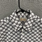Vintage Kings Road Shirt Men Large Gray White Sears Geometric Pattern Button 70s