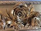 Vintage Gold Roses Wall Plaque Wood   Resin 17x5
