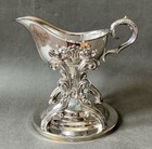 Silverplated 2 Piece Tilting Gravy sauce Boat With Warming Stand Victorian Style