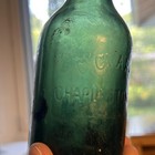 Antique Iron Pontil C Clark Charleston Sc South Carolina Green Soda Bottle Read