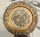 Antique Middle East  Tray Qajar Floral Motif  Silver On Copper 11 5 8   