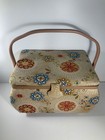 Vintage Floral Fabric Sewing Box   Contents 13 In 