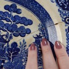 Antique English Blue Willow Staffordshire 19thc Platter Blue   White Stone China