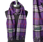  Womens Winter Warm Scotland Made 100  Cashmere Scarf Plaid Purple  f07