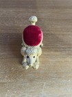 Vintage Florenza Mcm Poodle Pin Cushion Bobble Head Red Velvet Dog