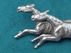 Sterling Silver Pin  Pair Of Horses Running  - 2 5  X 1 25    6 Grams