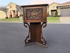 Triangular 1920 American Carved Chairside Table Humidor Smoking Stand Copper
