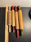Lot Of 4 Antique Wooden Rolling Pins Painted Handles Primitive Farmhouse Kitchen