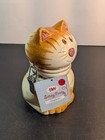 Nwt Boston Warehouse Trading Corp   sitting Pretty  Ceramic Cat Treat Hinged Jar